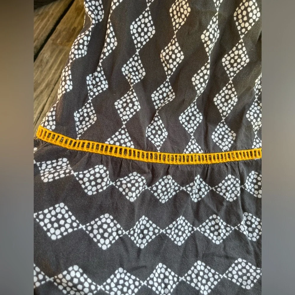 Cat & Jack Girls’ Sz 12 Black & White Printed Boho Maxi Dress with Gold Trim